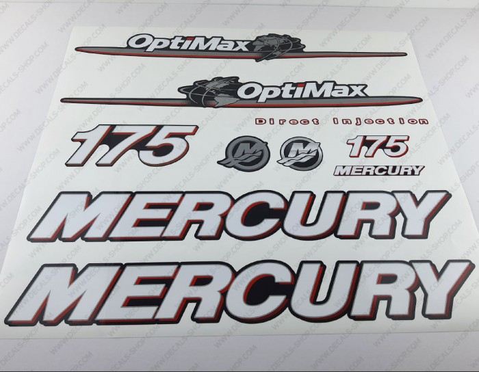 Mercury 175HP Optimax Direct Injection Outboard Decal Kit Mercury 175HP Optimax Direct Injection Outboard Decal Kit